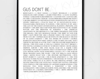 Psych Shawn Spencer "Gus Don't Be..." Quote - Digital Download