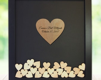 Bat Mitzvah Guest Book Frame - Mitzvah Guest Book Frame - Heart - Sign in Book, bar mitzvah, birthday, guestbook, alternative