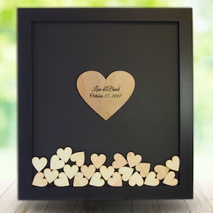 Wedding Guest Book Alternative, Drop Top Heart Frame, Framed Wedding Guestbook. Personalized Drop box, Wooden Heart Guestbook, Custom