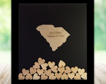 Guest Book Frame - Wedding Guest Book Frame - Dropbox - Drop Box - Drop Heart -Any State Shape