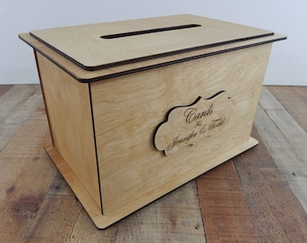 Wedding Card Boxes for reception - Personalized Card Box - Wedding Keepsake Box - Wood Card Box - Wedding Card Box with Slot