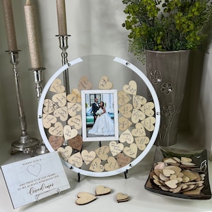 Acrylic Wedding Guestbook Alternative, Double-Sided Photo Frame, Clear Elegant Guest Book Sign, Custom Keepsake for Wedding or Reception