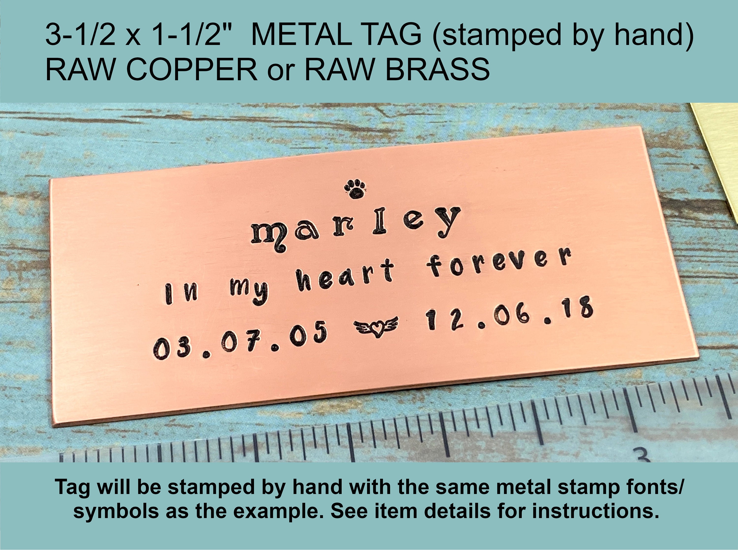 Rustic Metal Name Plate for Pet Cremation Box Hand Stamped Etsy