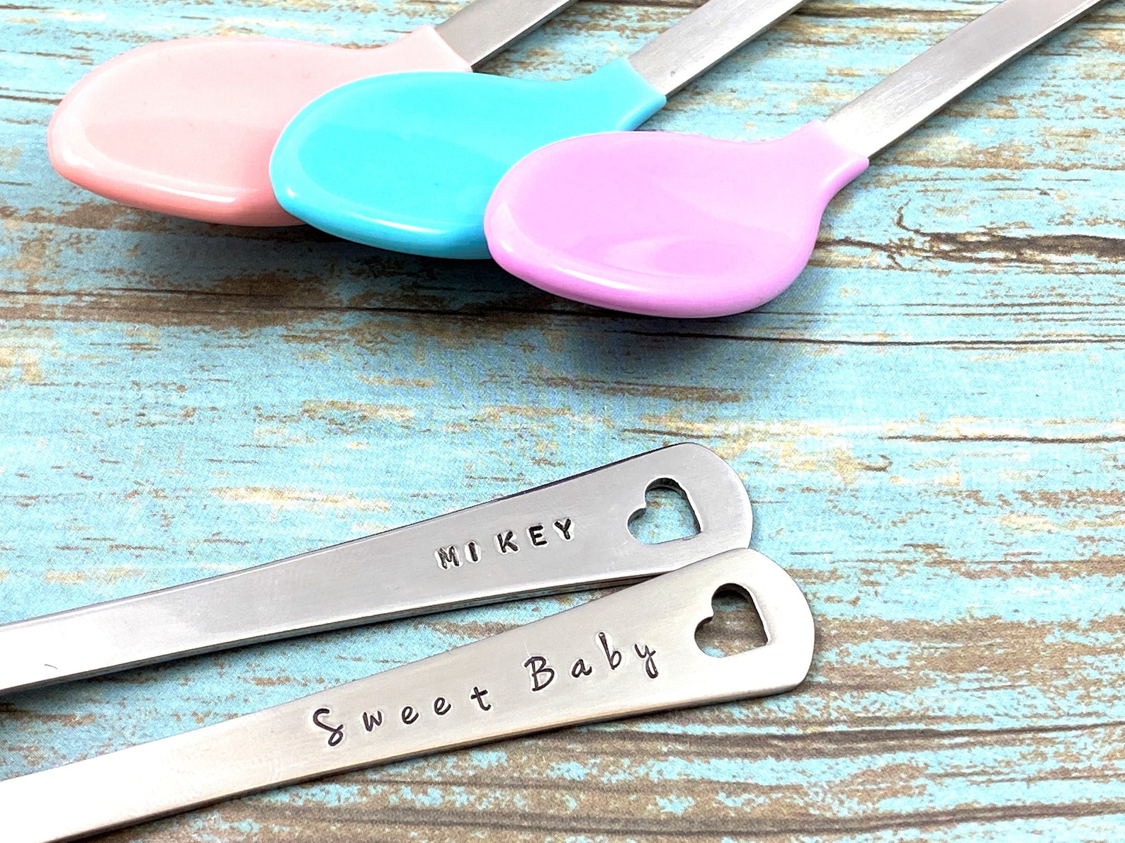 Personalized Baby Spoons Custom Hand Stamped Baby Spoons Etsy