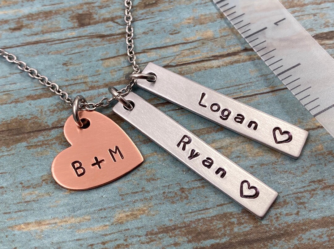 Personalized Family Necklace, Mom Necklace, Children Names Bar Pendants ...