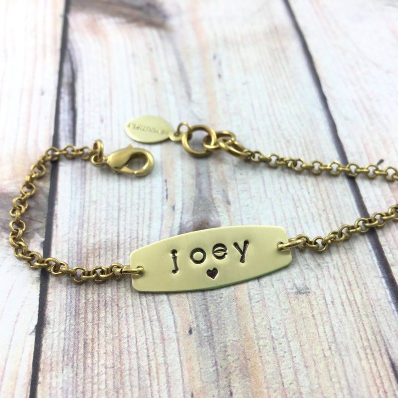 Brass Personalized Name Plate Bracelet Hand Stamped Bracelet Etsy