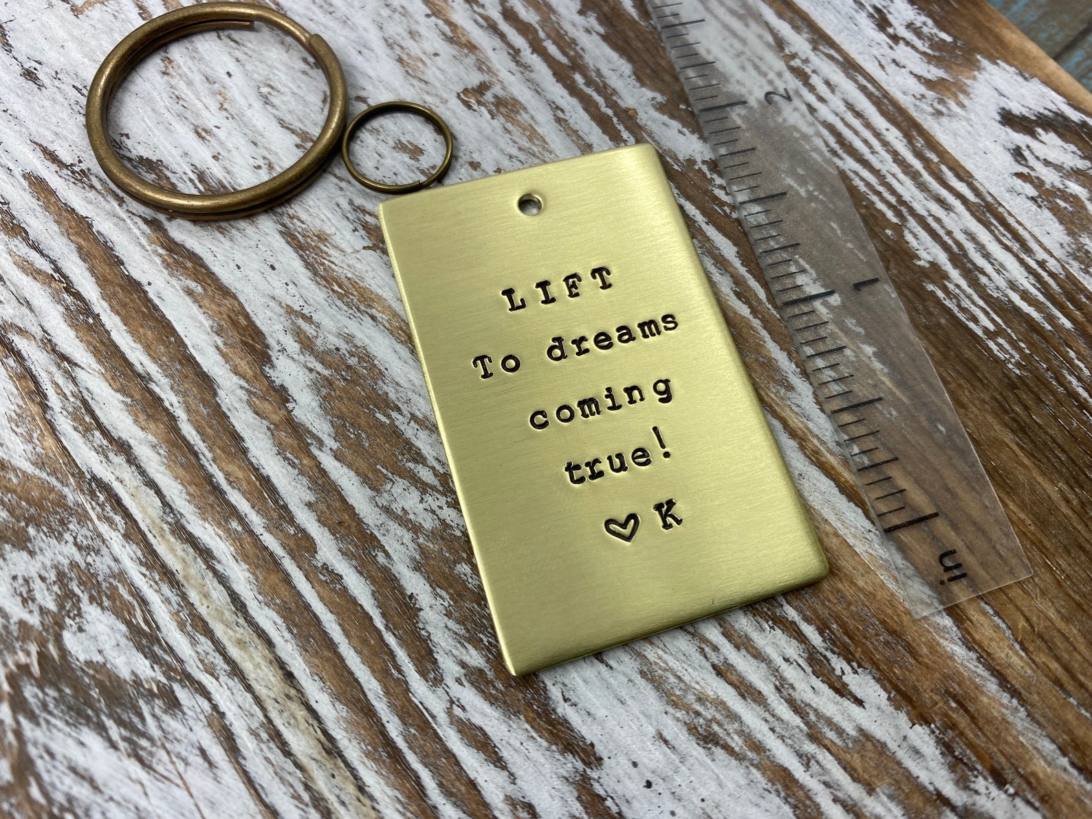 Personalized Custom Text Keychain Hand Stamped Quote Keychain Etsy