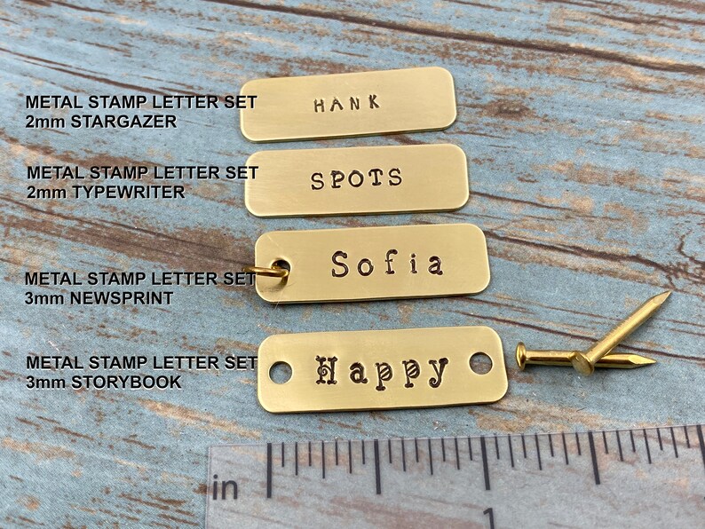 Small Personalized Name Plate Rustic Hand Stamped Brass Tag Etsy