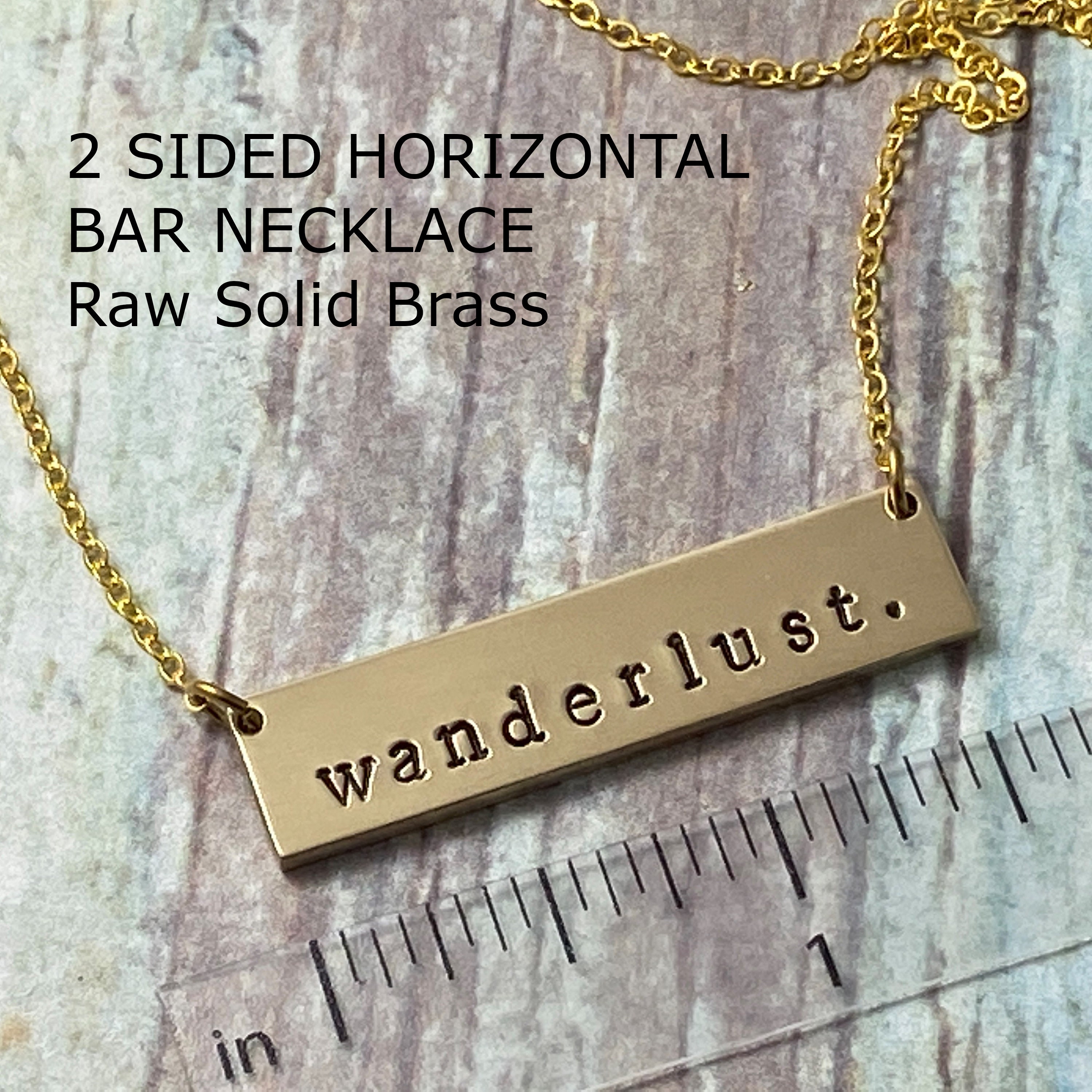 Sided Bar Brass Necklace Double Sided 