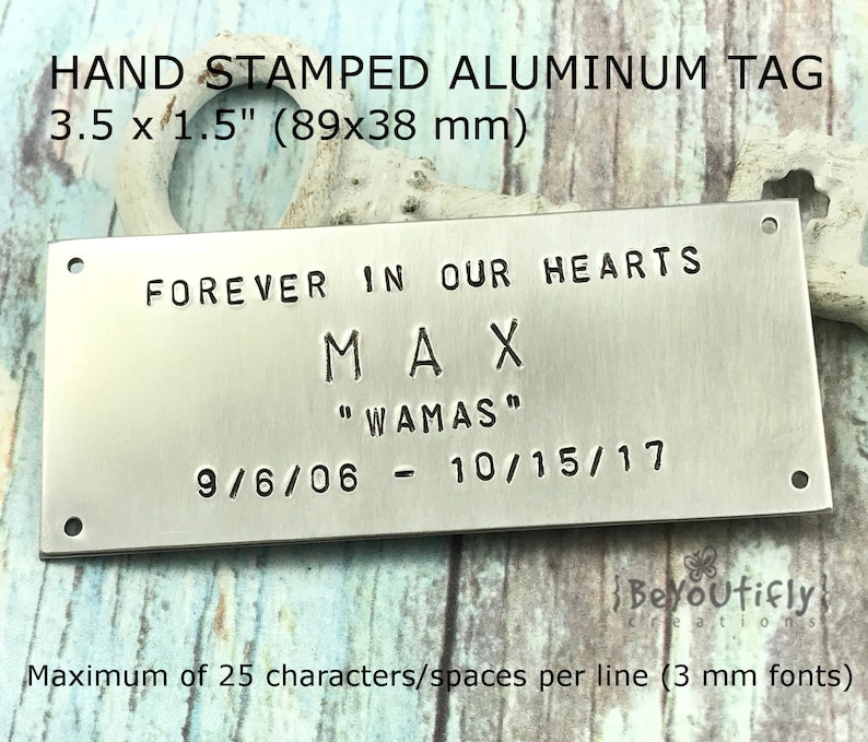 Rustic Metal Name Plate for Pet Cremation Box Hand Stamped Etsy