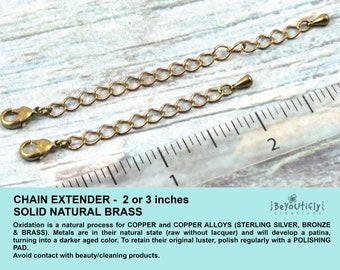 ONE Chain Extender, Solid Natural Brass Chain Extender, Add Length to Necklace, Make a Necklace Length Adjustable, Gold Tone Chain Extender