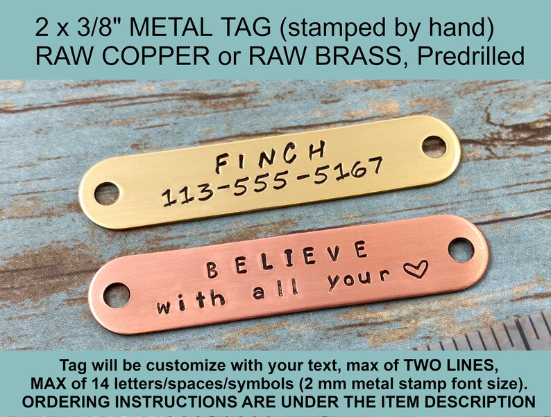 Small Personalized Name Plate Rustic Hand Stamped Name Tag Etsy