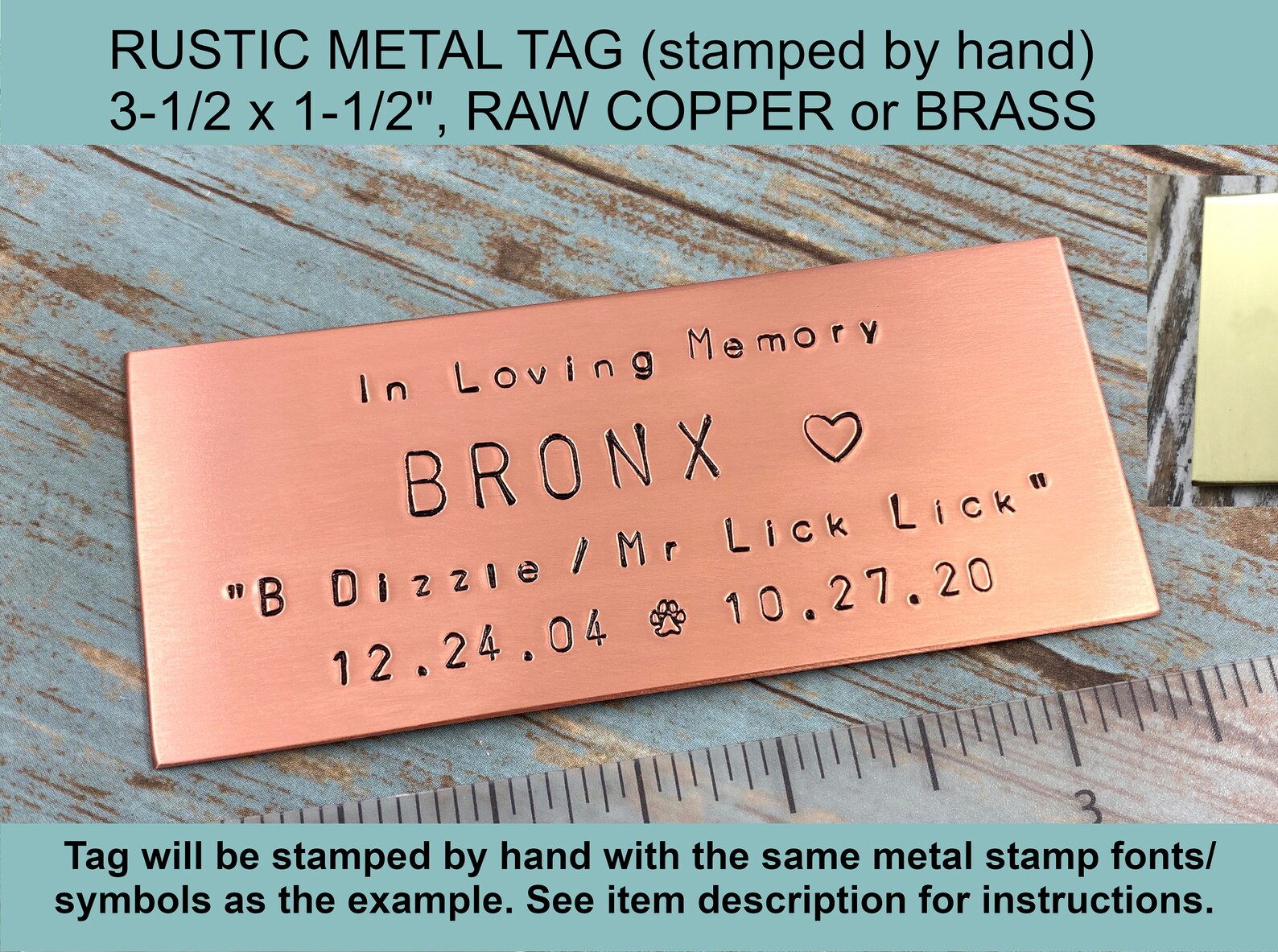 Rustic Metal Name Plate for Pet Cremation Box Hand Stamped Etsy