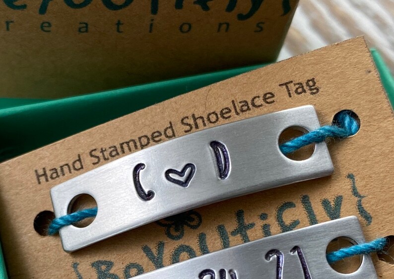 SET OF TWO Custom Shoelace Tags Personalized Metal Shoelace Etsy