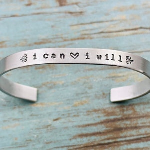 Personalized Custom Text Cuff Bracelet, Hand Stamped Aluminum Cuff Bracelet, Inspirational Cuff Bracelet, Tenth Wedding Anniversary Gift