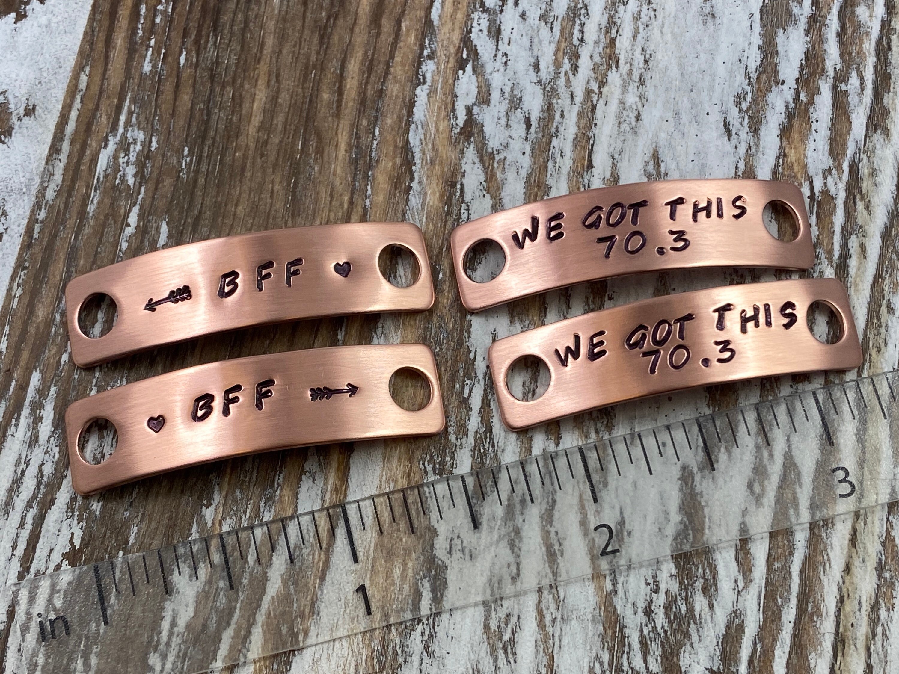 SET of TWO Custom Shoelace Tags Personalized Hand Stamped Etsy