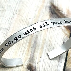 Personalized Cuff Bracelet, Hand Stamped Aluminum Cuff Bracelets, Custom Text Cuff Bracelet, Inspirational Bracelet, Tenth Anniversary Gift