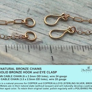 Solid Bronze Chain Necklace, Minimalist Layering Necklace, Artisan Bronze Hook and Eye Clasp