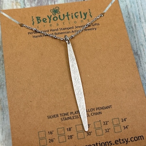 Bohemian Necklace Long Marquise Pendant, Long Layering Silver Tone Necklace, Long Pendant Necklace, Festival Indie Necklace, Stainless Chain