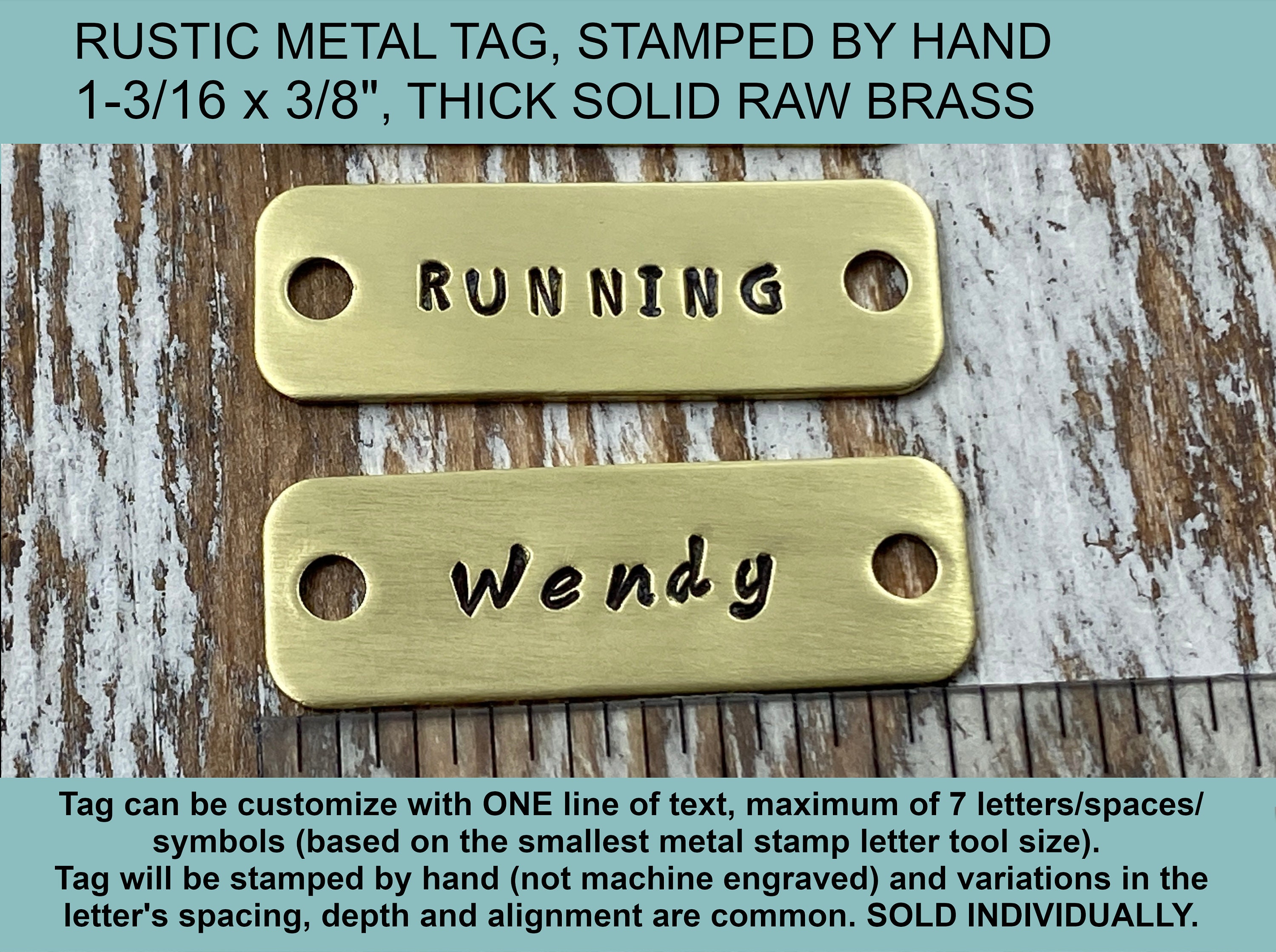 Custom Engraved Raw Brass Single Initial or Name Charms Custom Engraved Raw Brass Single Initial or Name Charms
