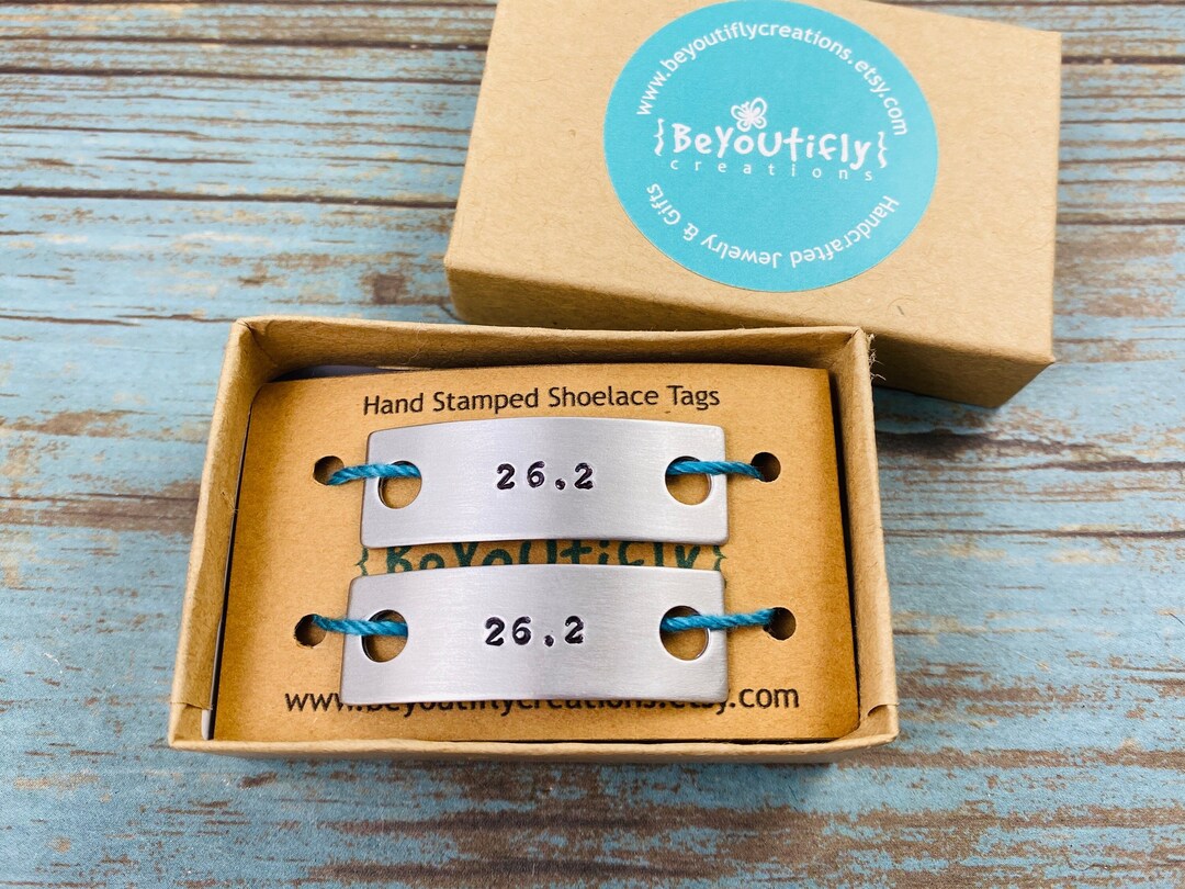 SET of TWO Personalized Shoelace Tags Rustic Hand Stamped Etsy