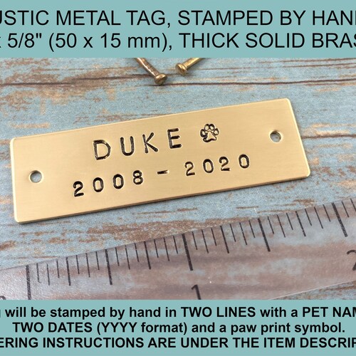 Personalized Metal Plate for Pet Cremation Box Rustic Stamped Etsy