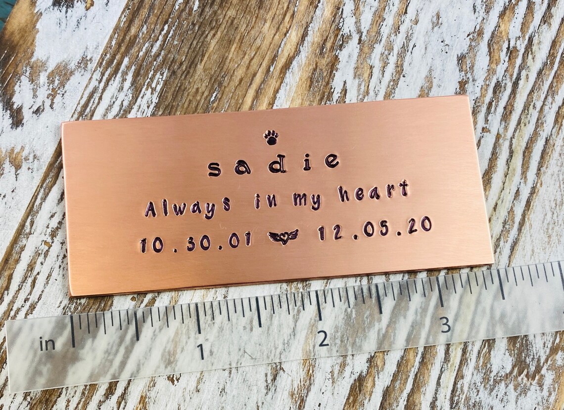 Rustic Metal Name Plate for Pet Cremation Box Hand Stamped Etsy