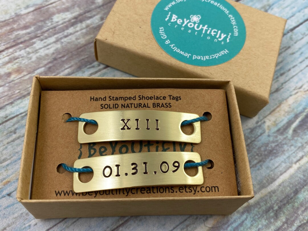 SET of TWO Custom Shoelace Tags Personalized Shoelaces Tag Etsy
