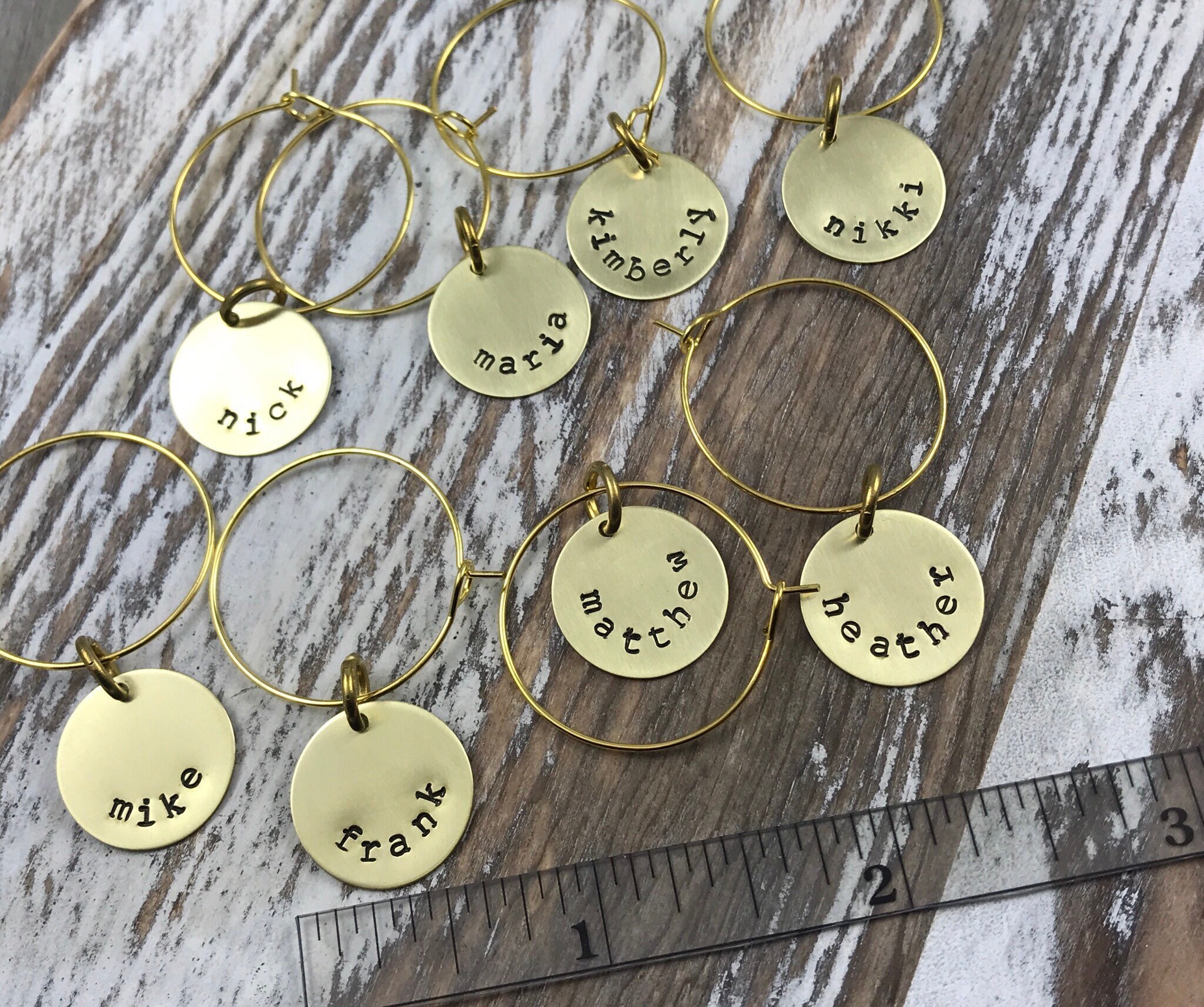 Name Wine Glass Charms Party Wine Charms Bridal Shower Wine Etsy