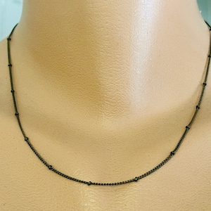 Satellite Chain Choker Necklace, Minimal Layering Necklace, Antique Bronze PLATED Iron or Antique Copper PLATED Iron Chain, 15 to 32 inches