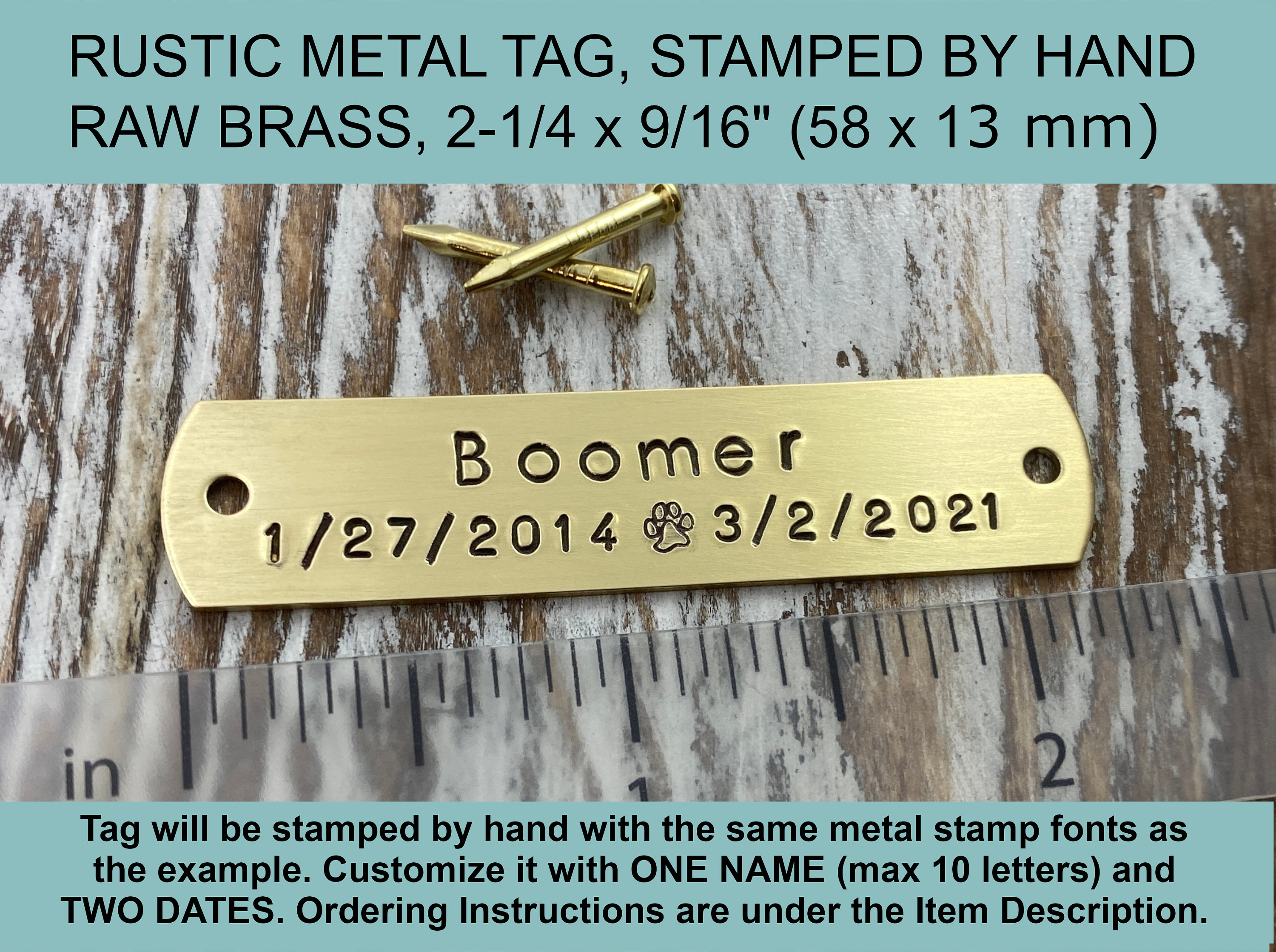 Rustic Metal Name Plate for Pet Cremation Box Rustic Hand Etsy