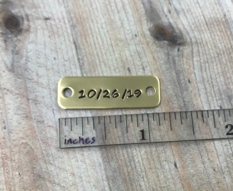 Small Rustic Personalized Name Plate Hand Stamped Brass Tag Etsy