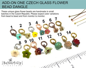 Add a Czech Glass Flower Bead Dangle, Add-on Bead Dangle, Jewelry Add-on, Add a Flower Bead Charm, Add a Flower Charm, Czech Picasso Flower