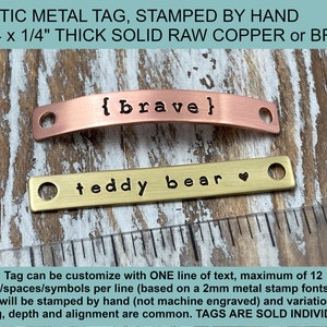 Small Personalized Metal Tag, Rustic Hand Stamped Metal Tag, Couple Initials Metal Tag, Pet Memorial  Name Plate, ID Metal Label, Copper Tag
