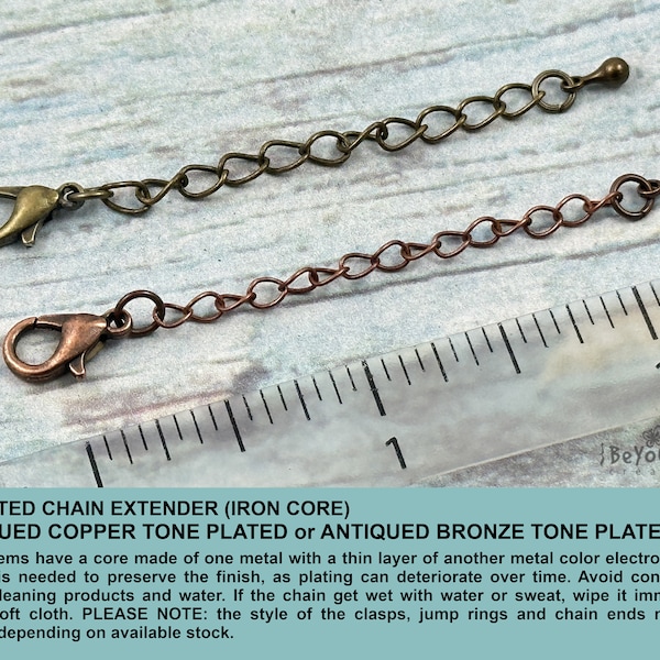 ONE Chain Extender, Antique Bronze Tone PLATED Iron Chain Extender OR Antique Copper Plated Iron Chain Extender, Add Length to a Necklace