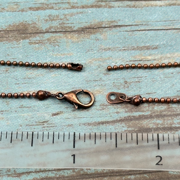 Antiqued Copper Plated Ball Chain Necklace, Small Ball Chain Necklace Antiqued Copper Plated, Minimal Layering Necklace, Connector or Clasp