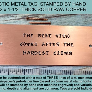 Personalized Custom Text Metal Plate, Solid Copper Tag, Rustic Hand Stamped Metal Tag, Pet Memorial Metal Tag, Seventh Anniversary Keepsake