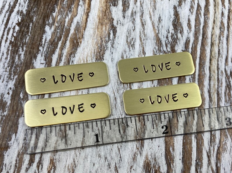 Small Personalized Name Plate Rustic Hand Stamped Brass Tag Etsy