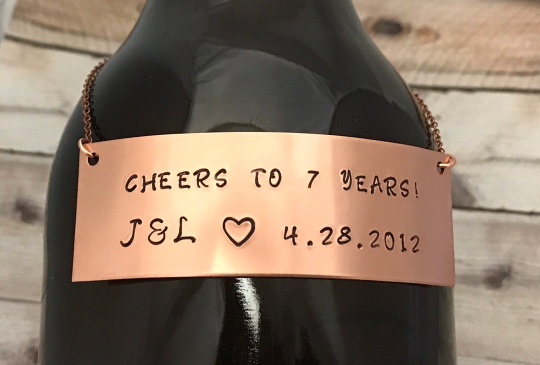 Personalized Copper Tag for Bottle, Rustic Hand Stamped SOLID COPPER