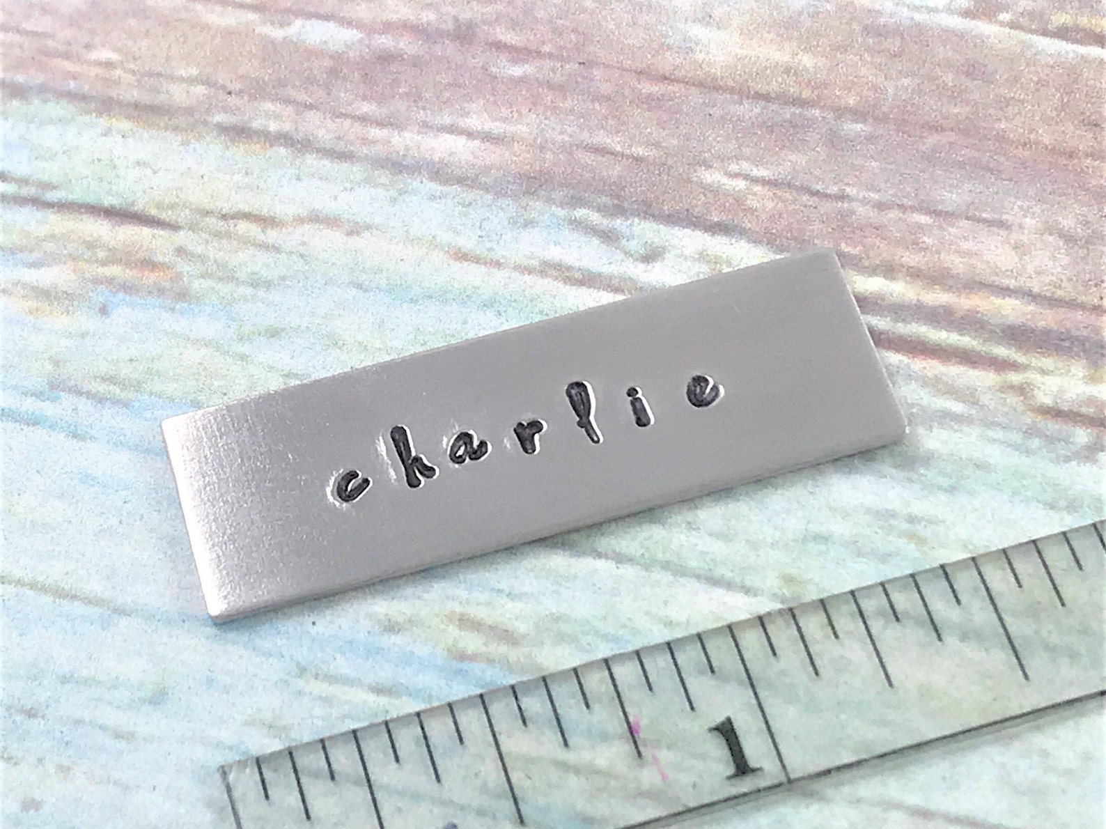 Small Personalized Name Plate Rustic Stamped by Hand Aluminum Etsy