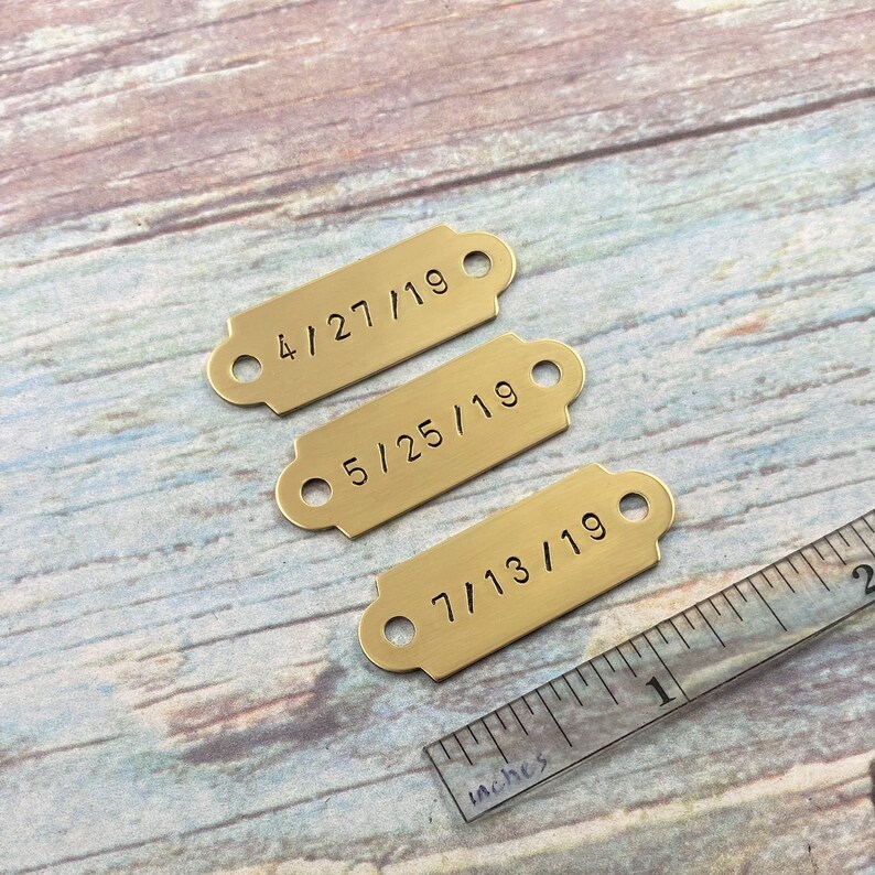 Rustic Hand Stamped Brass Tag Personalized Small Golden Tag Etsy