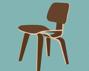 ART PRINT | Eames Molded Plywood Chair Illustration