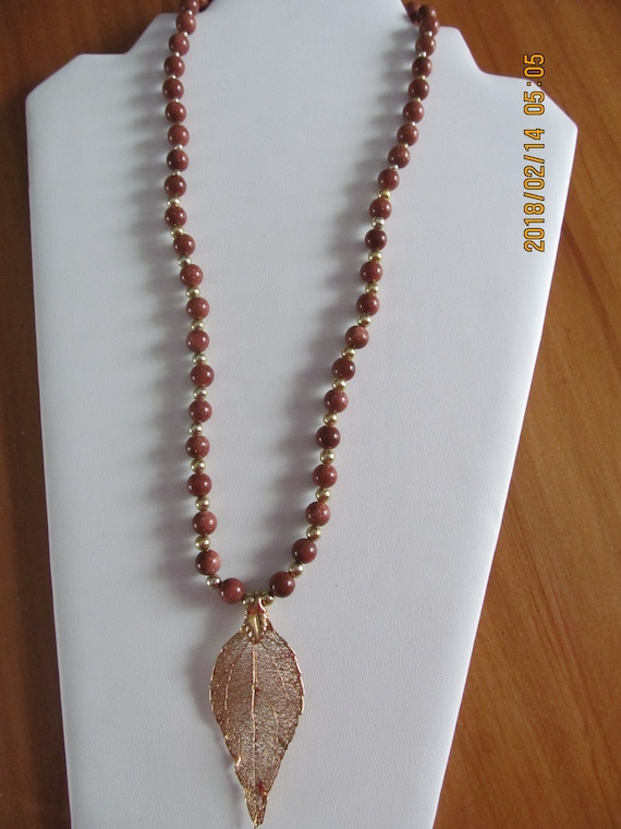 Gold leaf and sandstone necklace