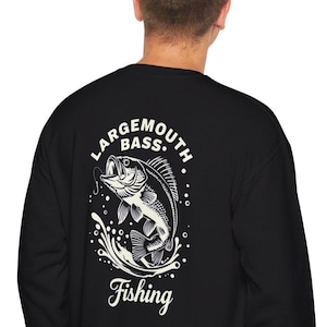 Bass Fishing Sweatshirt: Front & Back Graphic, Angler Gift