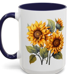 Sunflower Bouquet Coffee Mug: Floral Kitchen Decor, Bright Yellow Gift Cup