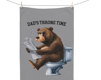 Dad's Throne Time Towel Multi Use Fathers Day Gift, Gift for Golfer, Fisherman Gift, Bathroom Decor, New Dad Gift, Baby Shower Gift