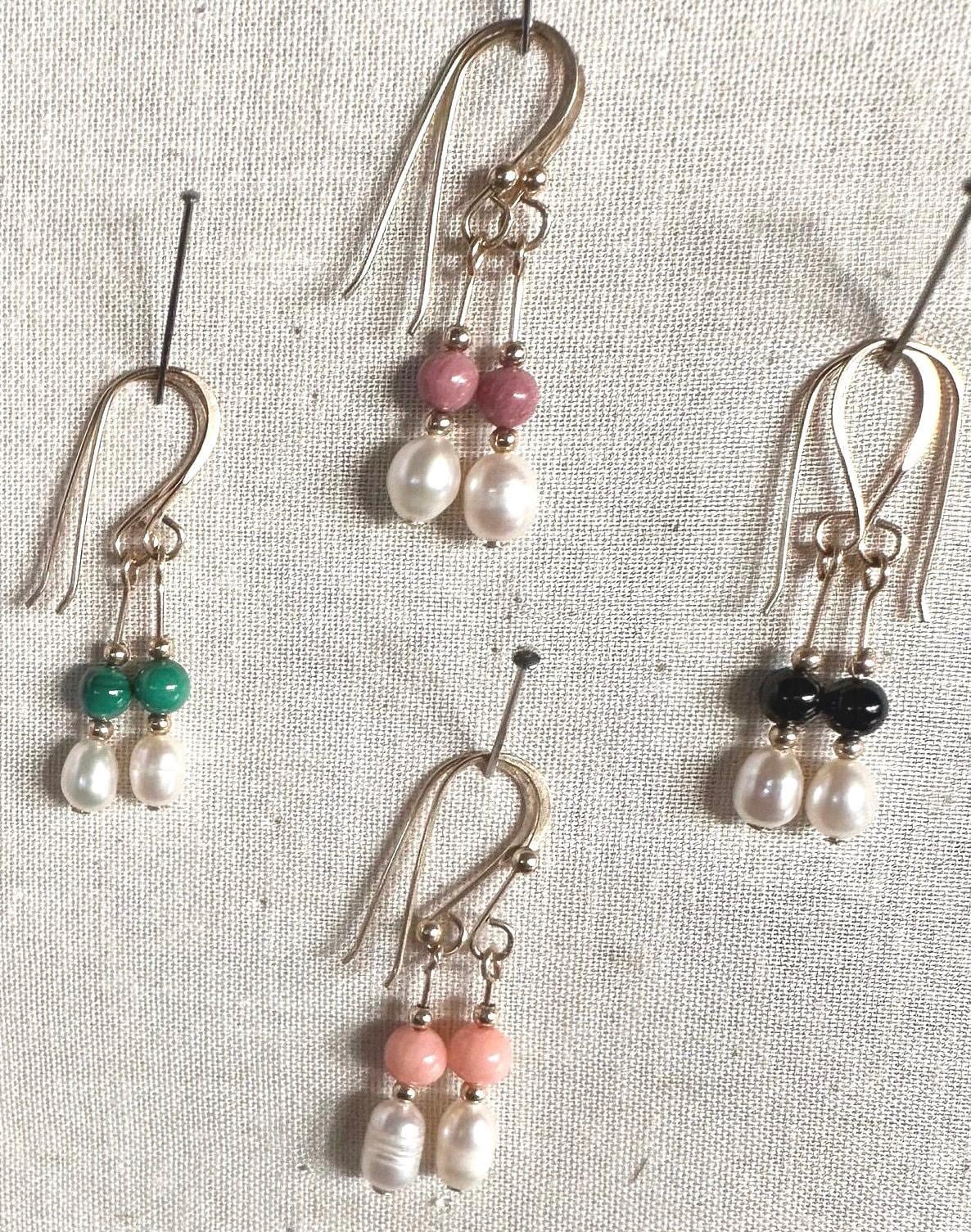 Gemstone Pearl Earrings