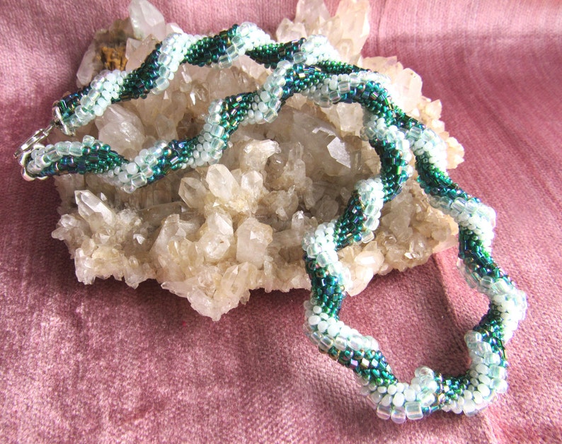 Beaded Necklace Glass Beads Hand Strung 7 Different Beads Etsy