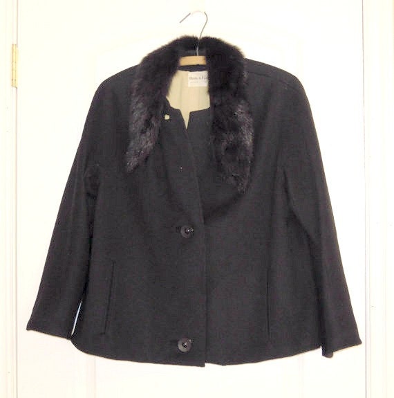Wool Coat, Black Jacket, Old & King Portland, Cro… - image 1