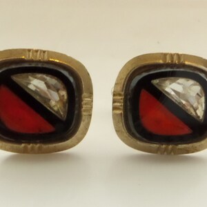 Cuff Links, Cufflinks, Wedding Gift, Vintage Jewelry, Cuff Links, 1950s, Mens Accessories, Tie Clip, Fathers Day, Rhinestone, Black Glass